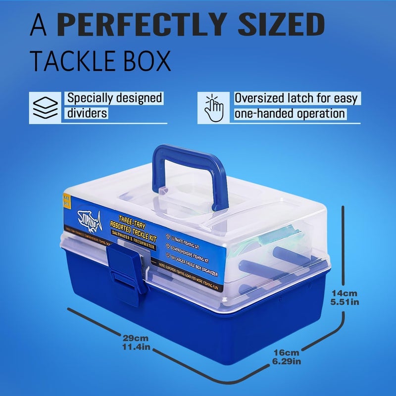 Vipfish 448-Pcs Fishing Lures Kit – Complete 3-Layer Tackle Box Set with Hooks, Weights, Bobbers, Pliers, Rigs, Leaders, Fluorocarbon Line, Accessories & More for Kids Fishing Gear - Image 3